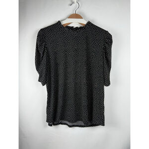 Women's Adrianna Papell Polka Dot Blouse Black/White Size XL